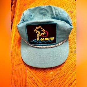 Vintage 1980s Go Native Men’s Blue Teal Rope Adjustable Snapback Hat Cap
